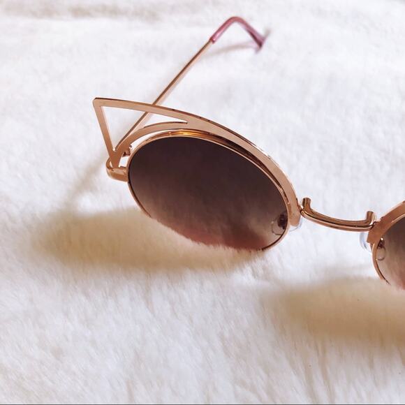 Mia Rose Gold Cat Eye Retro Round Tint Sunglasses - Picture 4 of 9